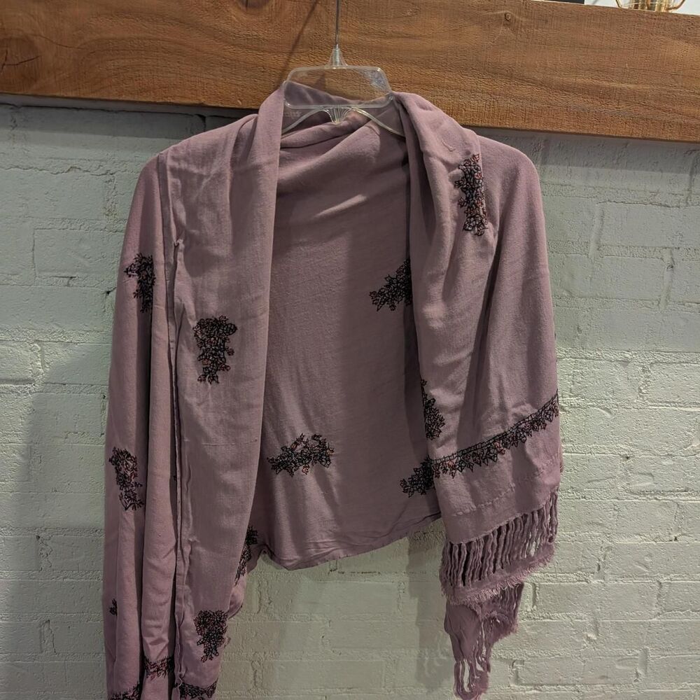 Hand Embriodered Women's Purple and Pink Scarf Wrap
